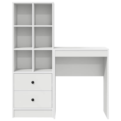 vidaXL Desk with Drawer with Shelf with Storage 2 pcs White