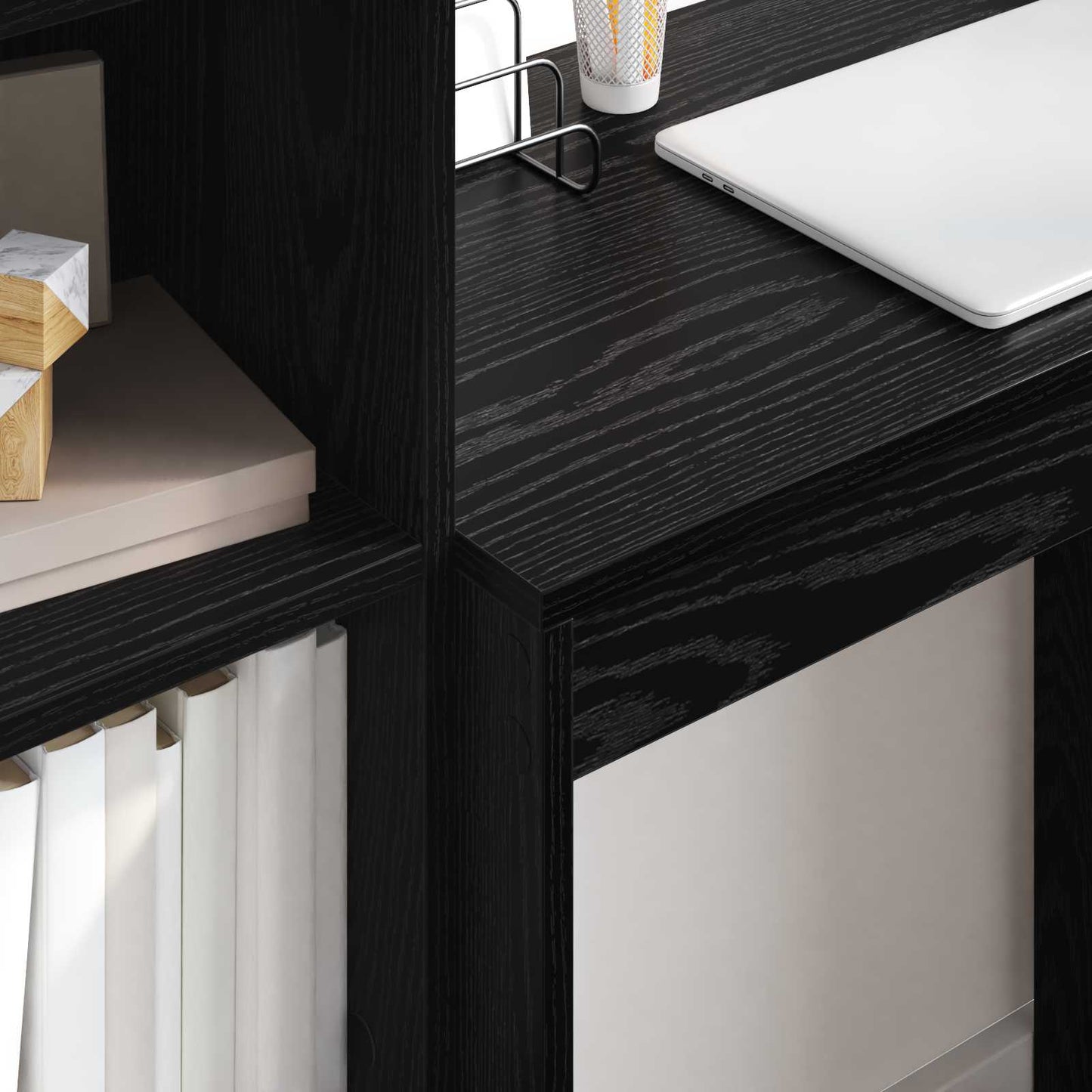 vidaXL Desk with Drawer with Shelf with Storage 2 pcs Black Oak