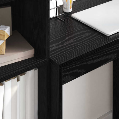 vidaXL Desk with Drawer with Shelf with Storage 2 pcs Black Oak