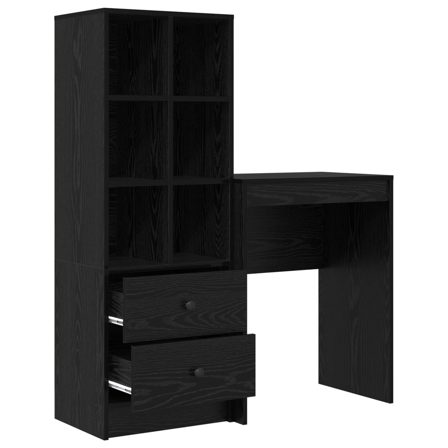 vidaXL Desk with Drawer with Shelf with Storage 2 pcs Black Oak