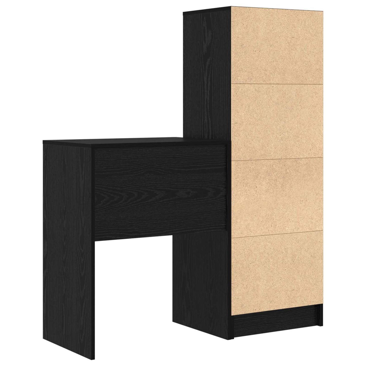 vidaXL Desk with Drawer with Shelf with Storage 2 pcs Black Oak
