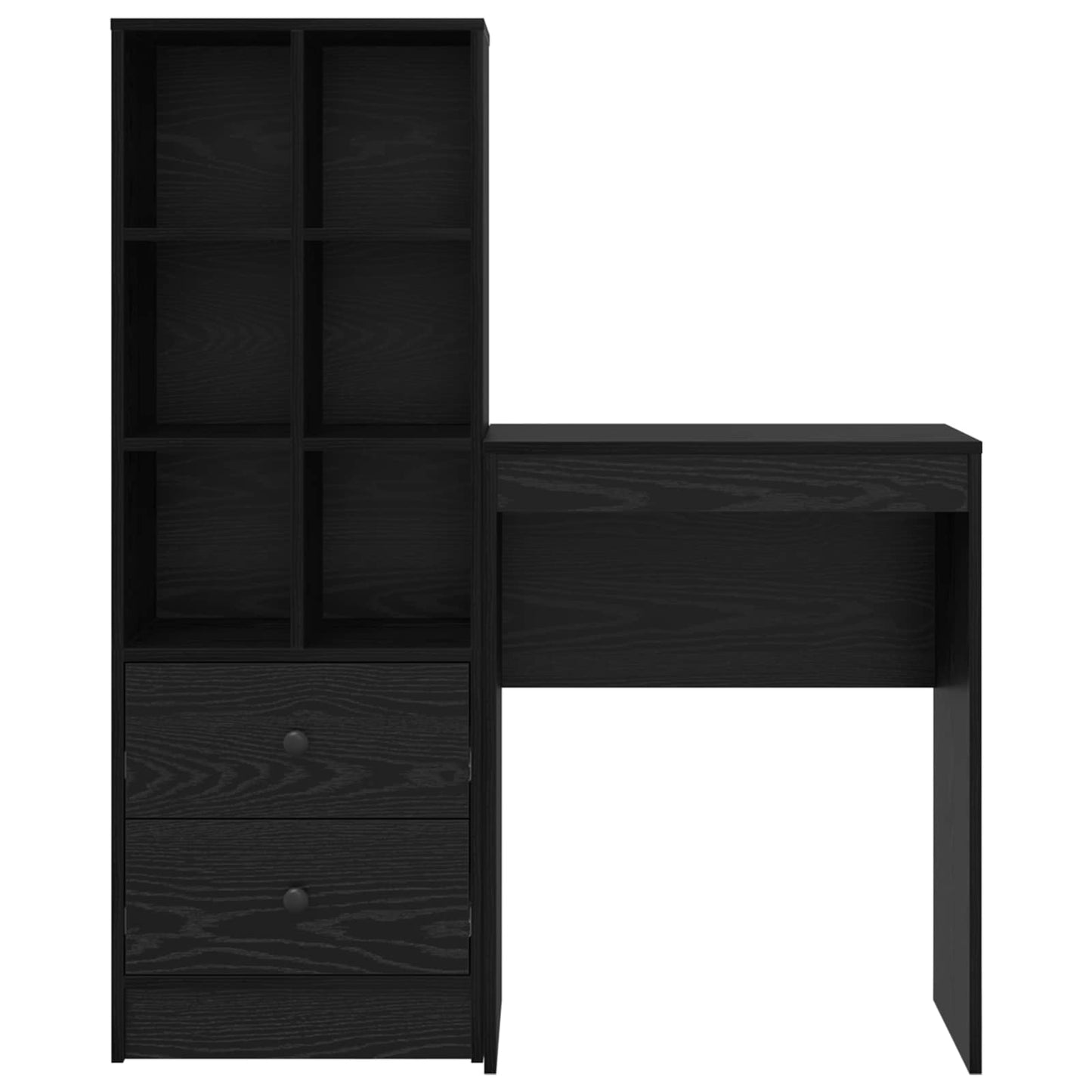 vidaXL Desk with Drawer with Shelf with Storage 2 pcs Black Oak