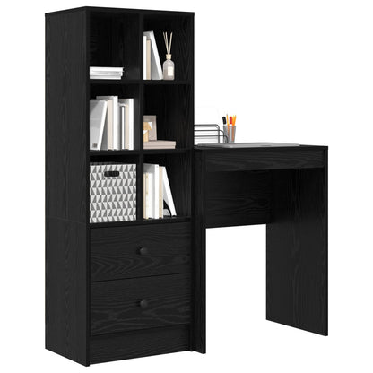 vidaXL Desk with Drawer with Shelf with Storage 2 pcs Black Oak