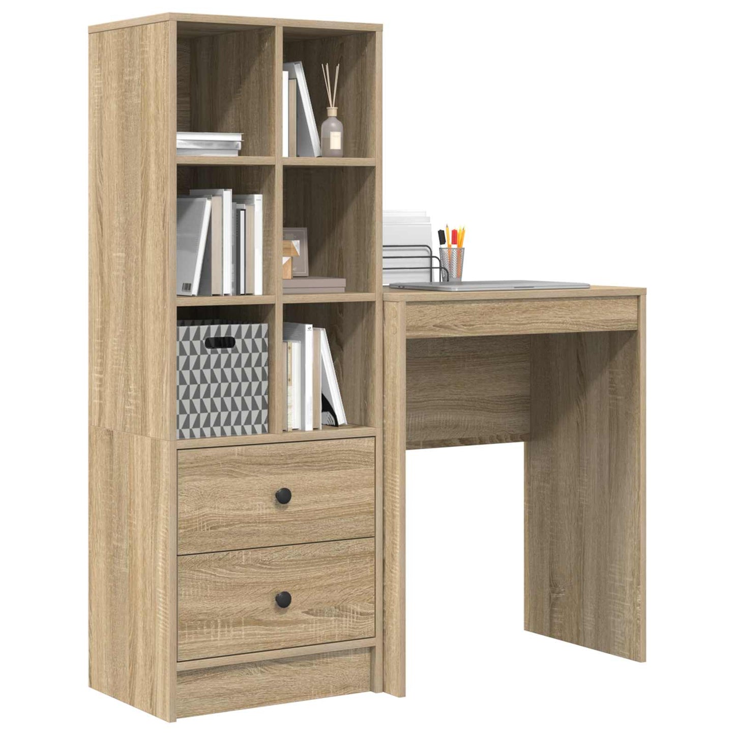 vidaXL Desk with Drawer with Shelf with Storage 2 pcs Sonoma Oak