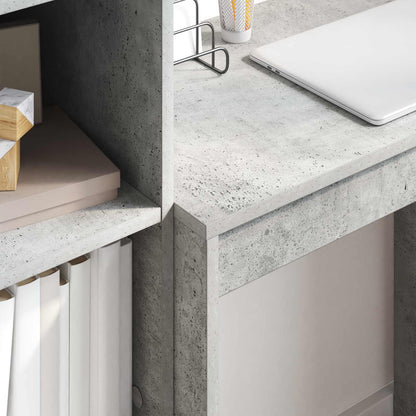 vidaXL Desk with Drawer with Shelf with Storage 2 pcs Concrete Grey