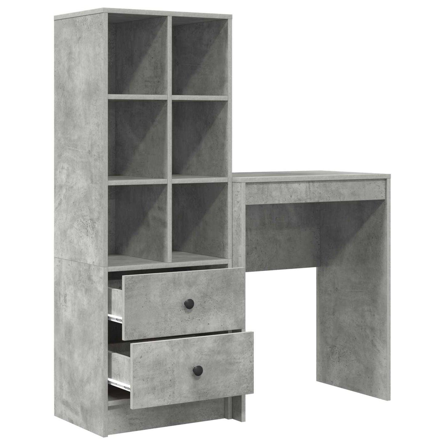vidaXL Desk with Drawer with Shelf with Storage 2 pcs Concrete Grey