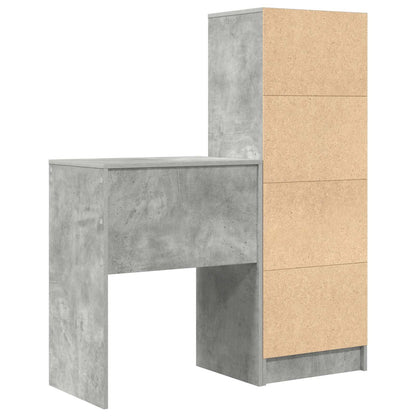 vidaXL Desk with Drawer with Shelf with Storage 2 pcs Concrete Grey