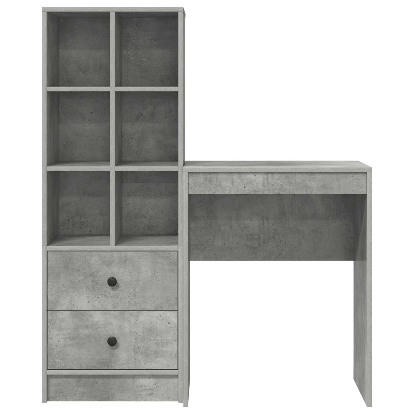 vidaXL Desk with Drawer with Shelf with Storage 2 pcs Concrete Grey