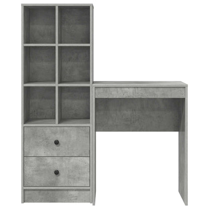 vidaXL Desk with Drawer with Shelf with Storage 2 pcs Concrete Grey