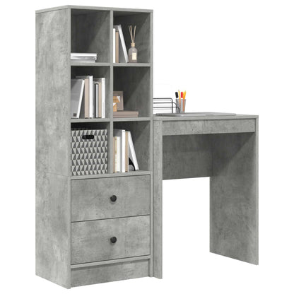 vidaXL Desk with Drawer with Shelf with Storage 2 pcs Concrete Grey