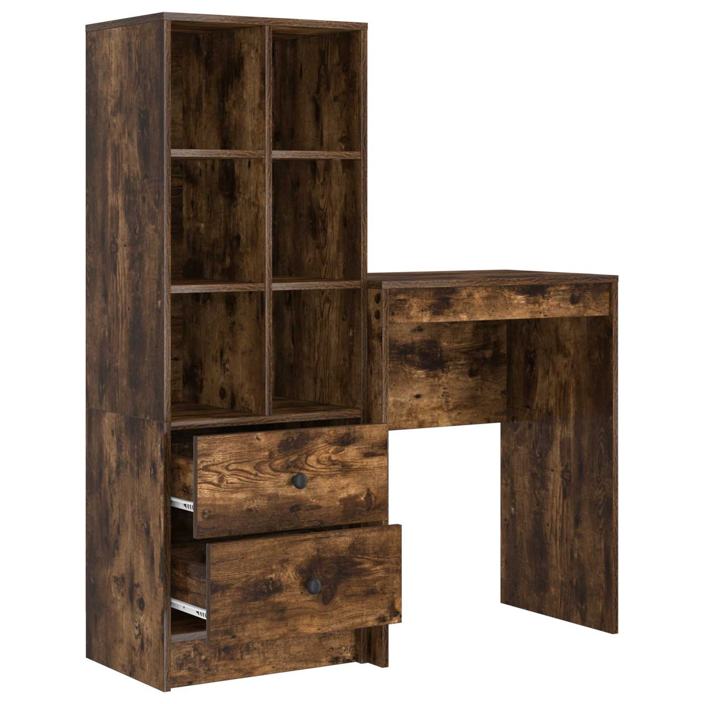 vidaXL Desk with Drawer with Shelf with Storage 2 pcs Smoked Oak