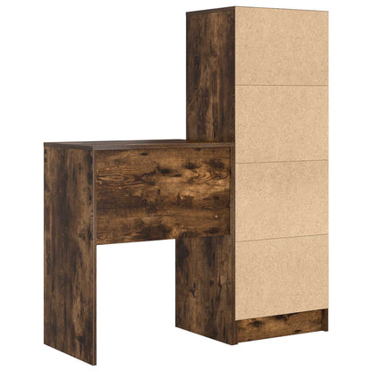 vidaXL Desk with Drawer with Shelf with Storage 2 pcs Smoked Oak