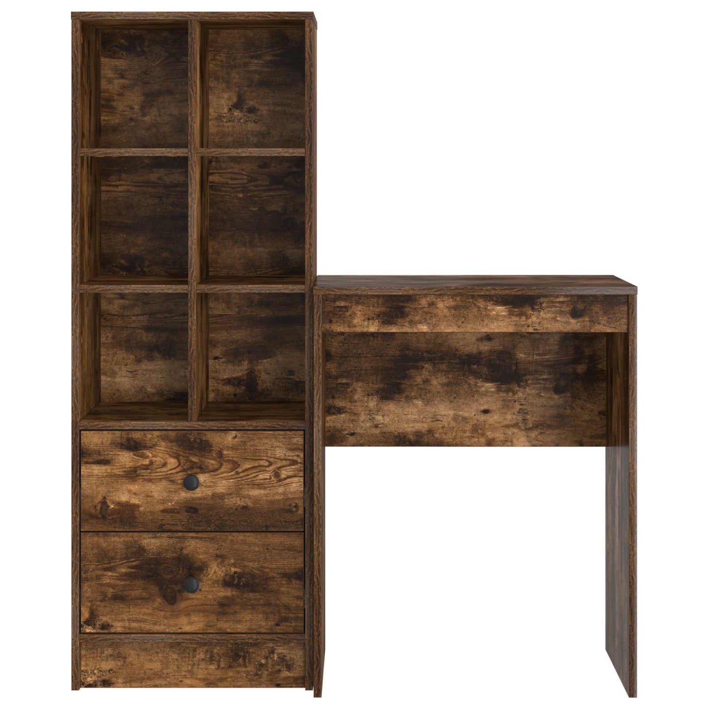 vidaXL Desk with Drawer with Shelf with Storage 2 pcs Smoked Oak