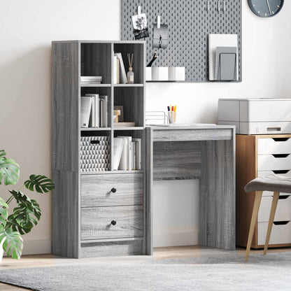 vidaXL Desk with Drawer with Shelf with Storage 2 pcs Grey Sonoma