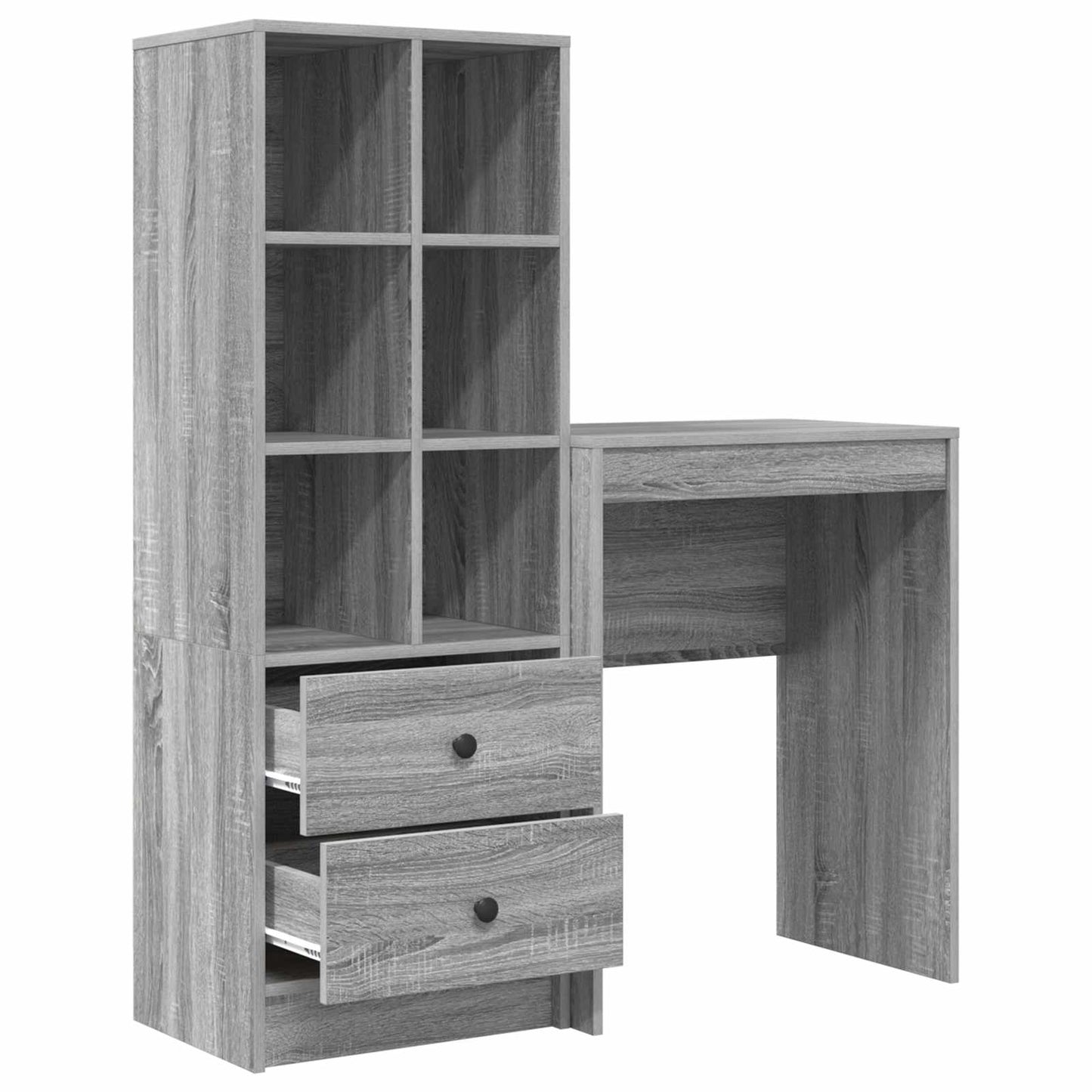 vidaXL Desk with Drawer with Shelf with Storage 2 pcs Grey Sonoma