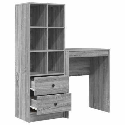 vidaXL Desk with Drawer with Shelf with Storage 2 pcs Grey Sonoma