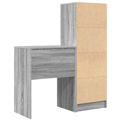 vidaXL Desk with Drawer with Shelf with Storage 2 pcs Grey Sonoma