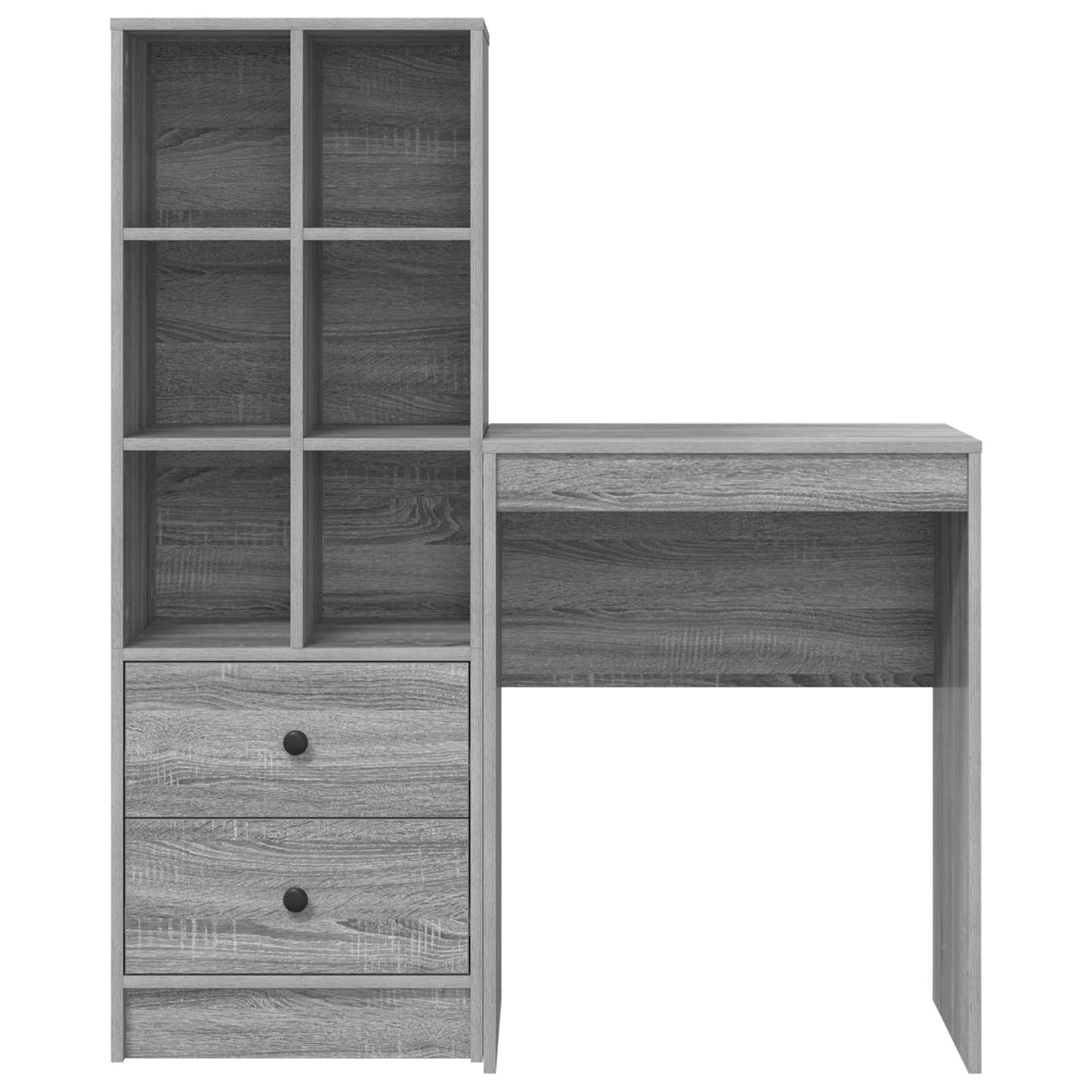 vidaXL Desk with Drawer with Shelf with Storage 2 pcs Grey Sonoma