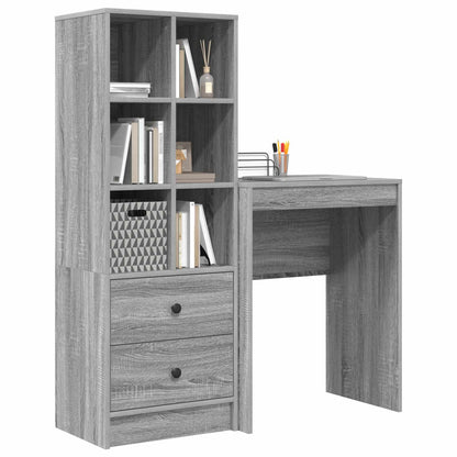 vidaXL Desk with Drawer with Shelf with Storage 2 pcs Grey Sonoma