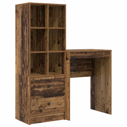 vidaXL Desk with Drawer with Shelf with Storage 2 pcs Old Wood