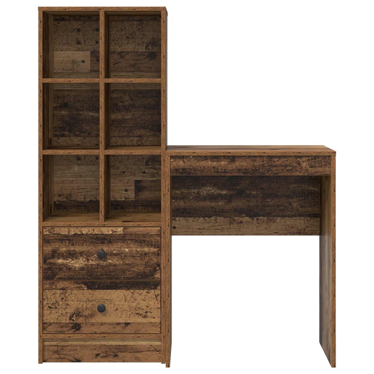 vidaXL Desk with Drawer with Shelf with Storage 2 pcs Old Wood
