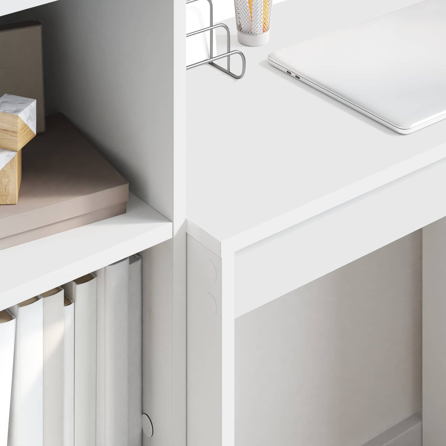 vidaXL Desk with Drawer with Shelf with Storage 2 pcs White