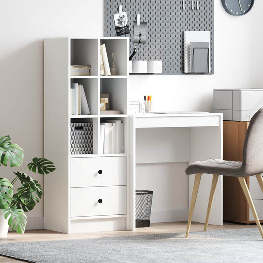 vidaXL Desk with Drawer with Shelf with Storage 2 pcs White