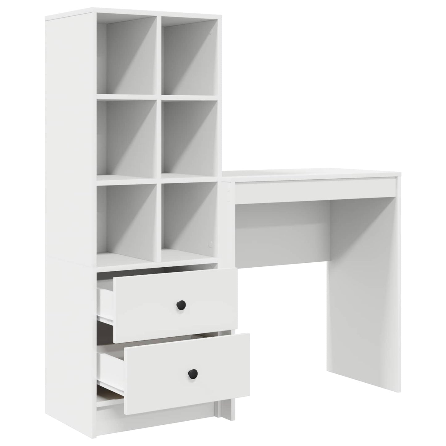 vidaXL Desk with Drawer with Shelf with Storage 2 pcs White