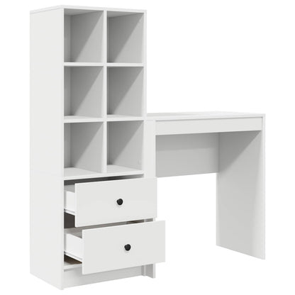 vidaXL Desk with Drawer with Shelf with Storage 2 pcs White