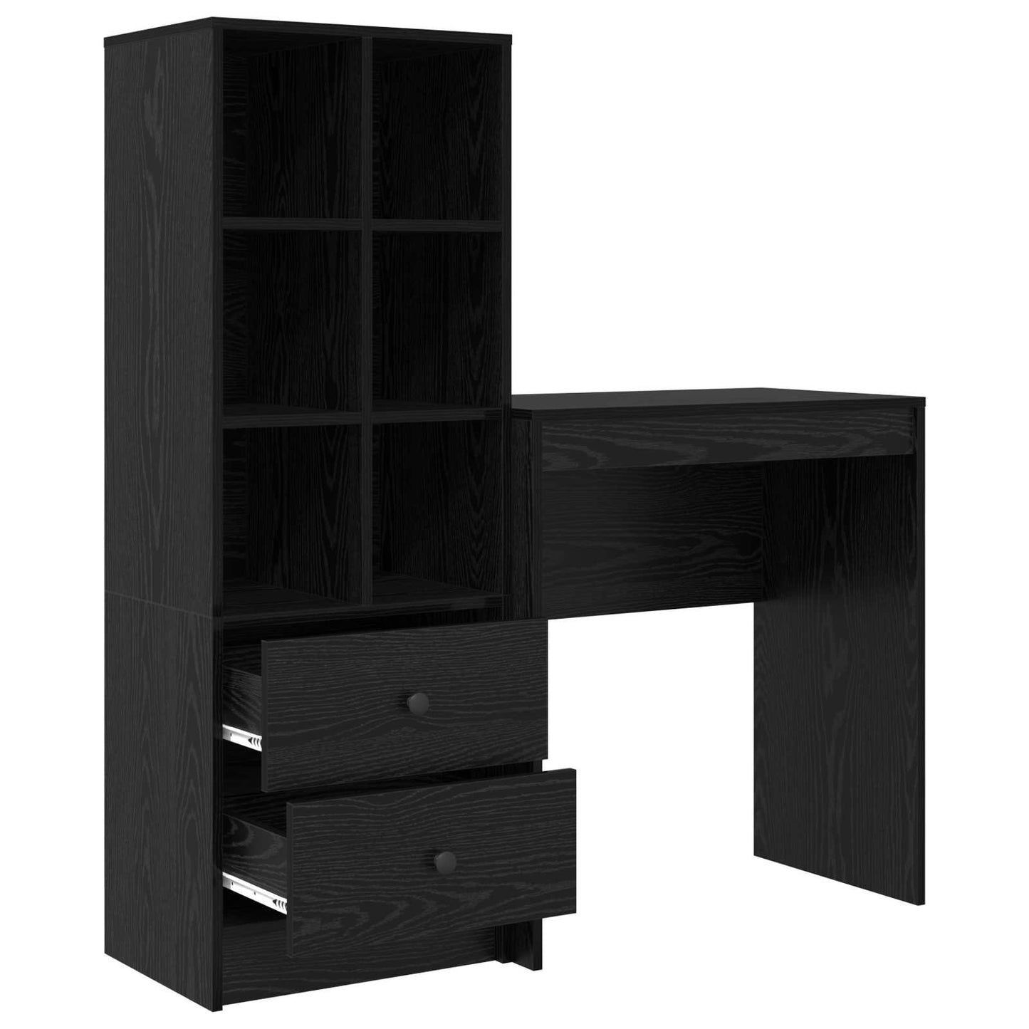 vidaXL Desk with Drawer with Shelf with Storage 2 pcs Black Oak