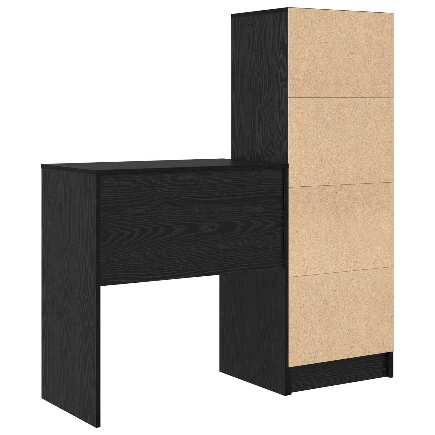 vidaXL Desk with Drawer with Shelf with Storage 2 pcs Black Oak