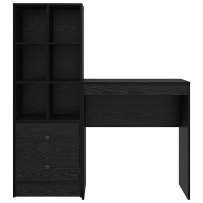 vidaXL Desk with Drawer with Shelf with Storage 2 pcs Black Oak