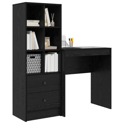 vidaXL Desk with Drawer with Shelf with Storage 2 pcs Black Oak