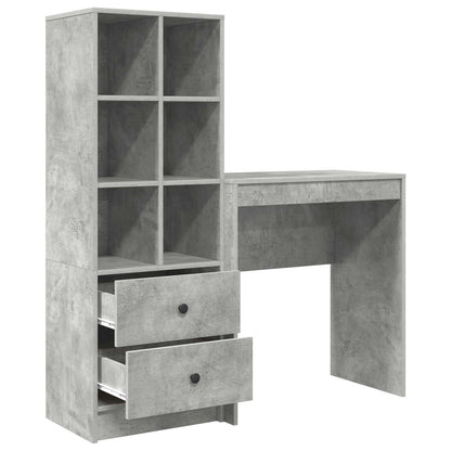 vidaXL Desk with Drawer with Shelf with Storage 2 pcs Concrete Grey