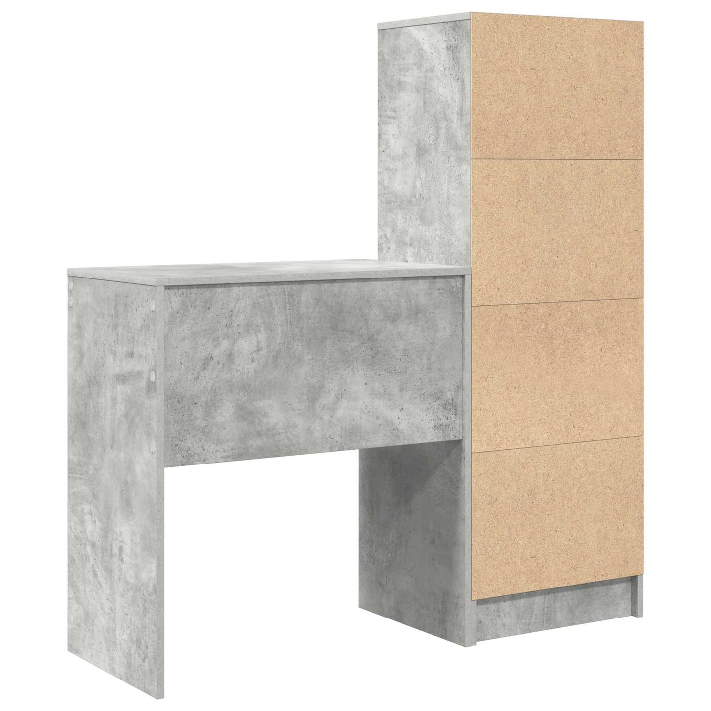 vidaXL Desk with Drawer with Shelf with Storage 2 pcs Concrete Grey