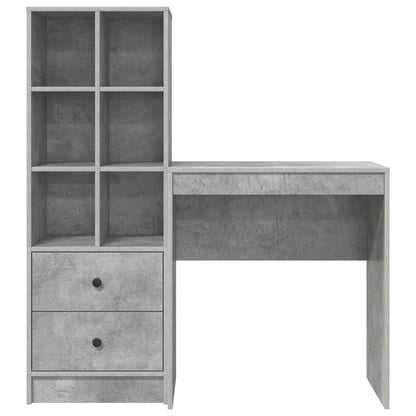 vidaXL Desk with Drawer with Shelf with Storage 2 pcs Concrete Grey