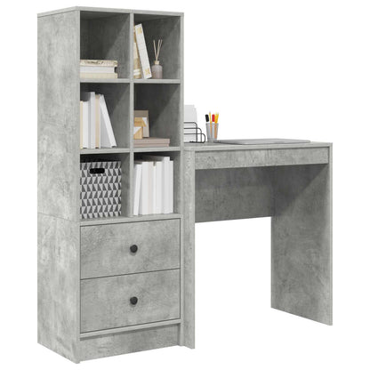 vidaXL Desk with Drawer with Shelf with Storage 2 pcs Concrete Grey