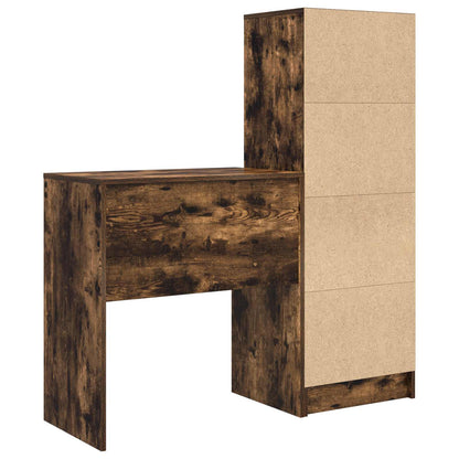 vidaXL Desk with Drawer with Shelf with Storage 2 pcs Smoked Oak
