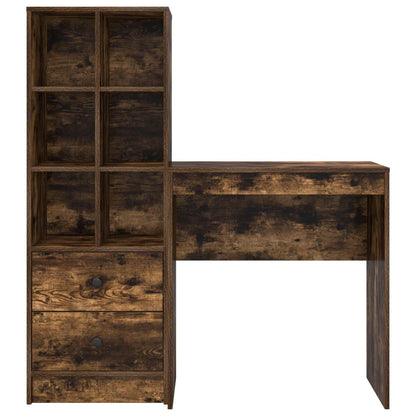 vidaXL Desk with Drawer with Shelf with Storage 2 pcs Smoked Oak