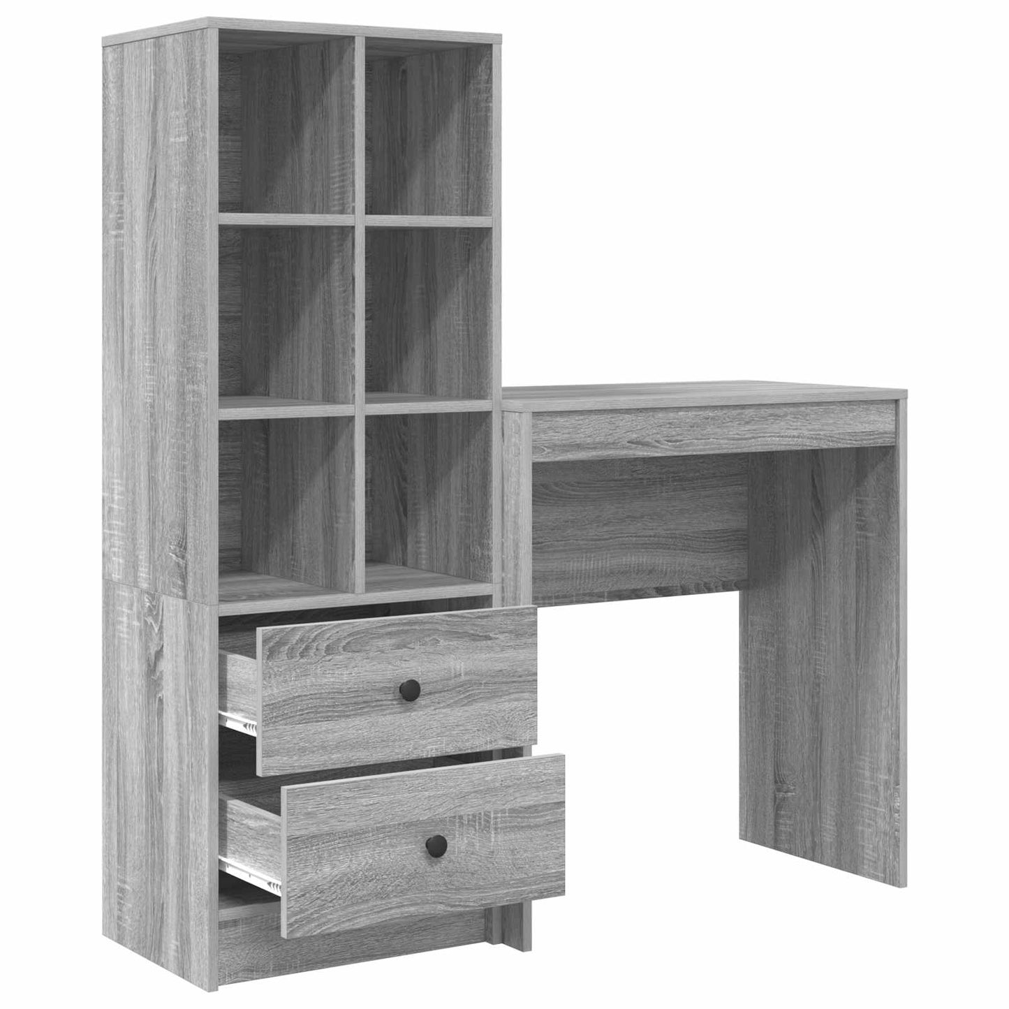 vidaXL Desk with Drawer with Shelf with Storage 2 pcs Grey Sonoma
