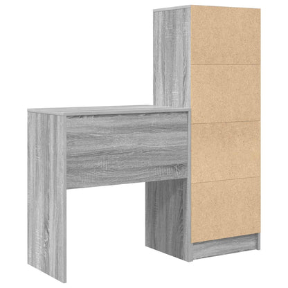 vidaXL Desk with Drawer with Shelf with Storage 2 pcs Grey Sonoma