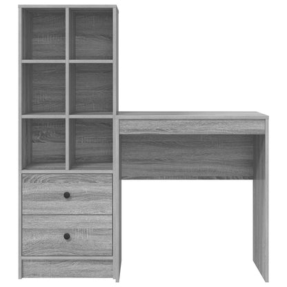 vidaXL Desk with Drawer with Shelf with Storage 2 pcs Grey Sonoma