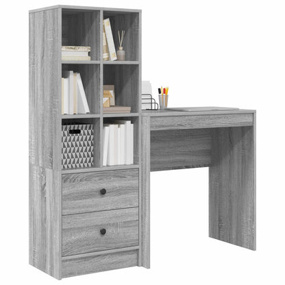 vidaXL Desk with Drawer with Shelf with Storage 2 pcs Grey Sonoma