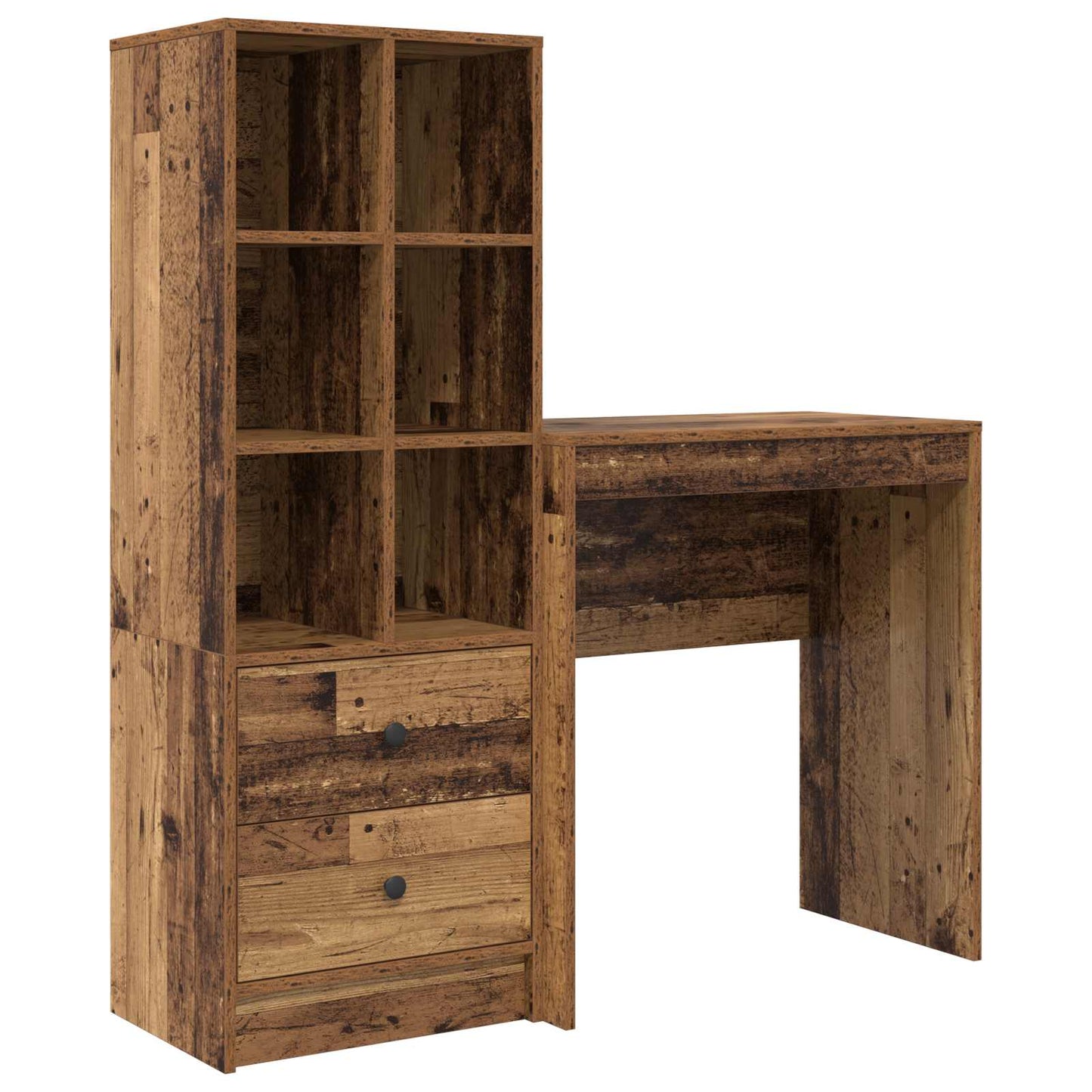 vidaXL Desk with Drawer with Shelf with Storage 2 pcs Old Wood