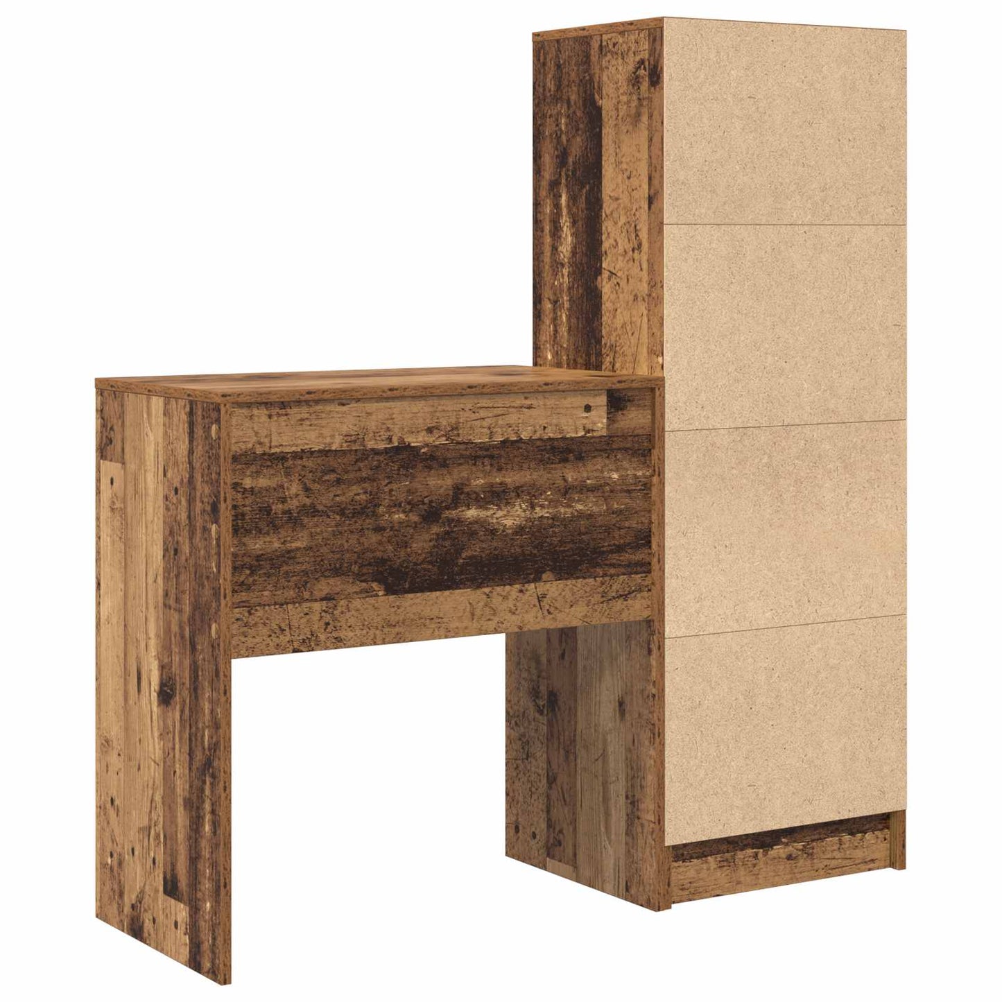 vidaXL Desk with Drawer with Shelf with Storage 2 pcs Old Wood