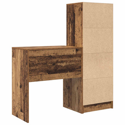 vidaXL Desk with Drawer with Shelf with Storage 2 pcs Old Wood