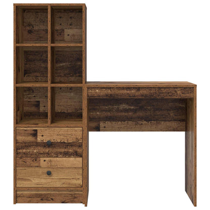 vidaXL Desk with Drawer with Shelf with Storage 2 pcs Old Wood