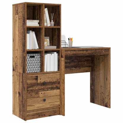 vidaXL Desk with Drawer with Shelf with Storage 2 pcs Old Wood