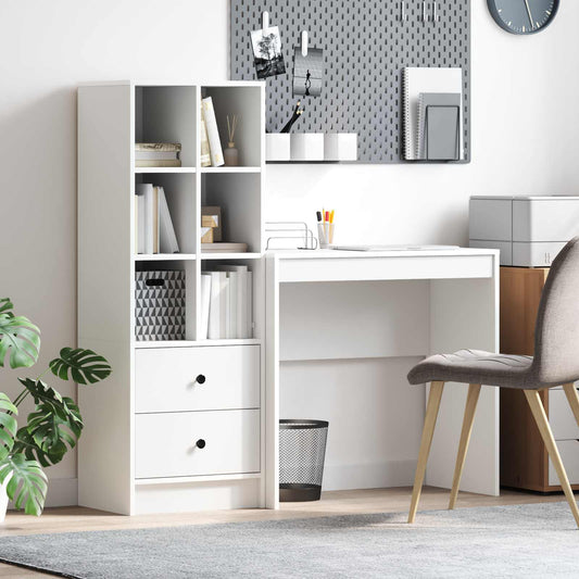 vidaXL Desk with Drawer with Shelf with Storage 2 pcs White