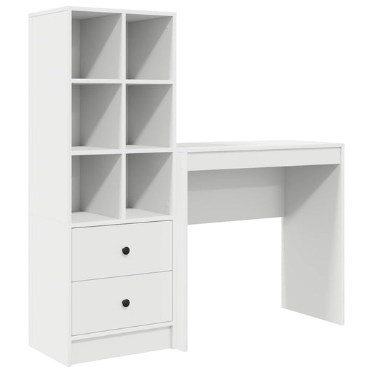vidaXL Desk with Drawer with Shelf with Storage 2 pcs White